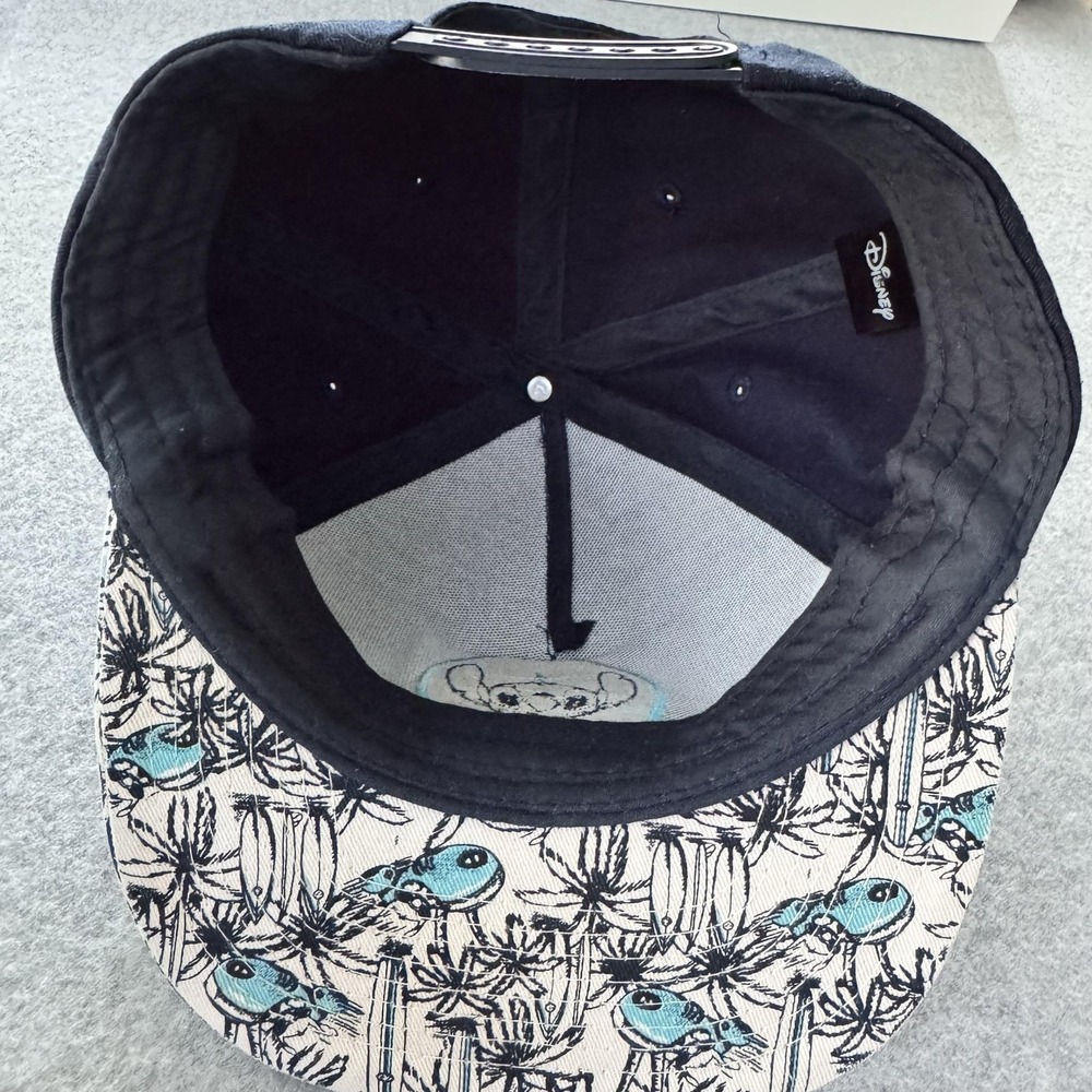 Disney Hat Cap Snap Back Blue Stitch Aloha Tropical Palm Brim One Size - Picture 8 of 10